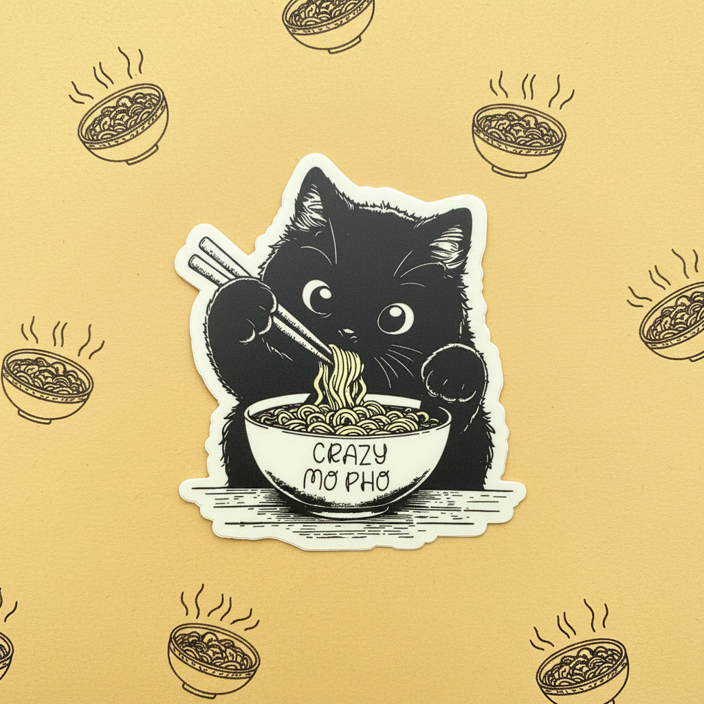 "Crazy Mo Pho" cute Kitten Sticker