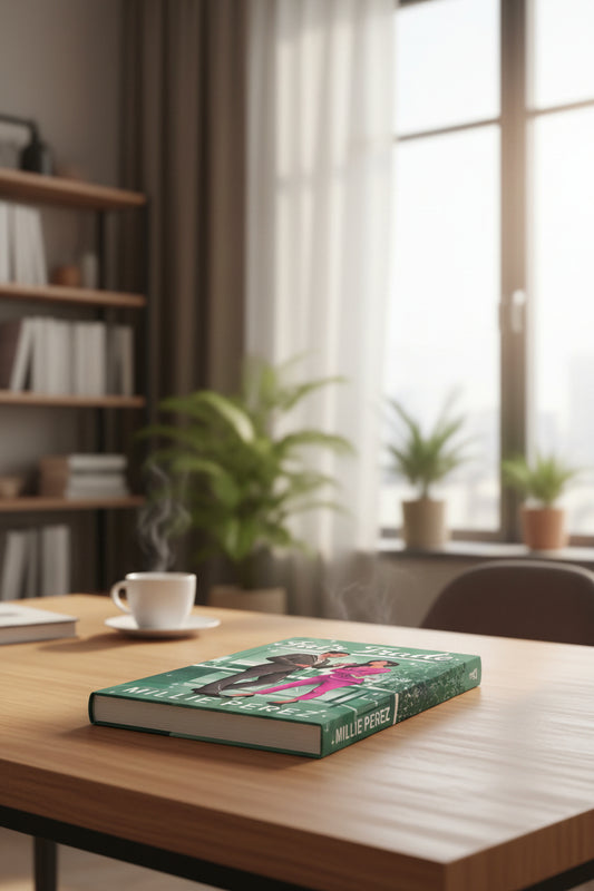 Book cover of 'Fair Trade' by Millie Perez with a man and woman in formal attire on a green background.
