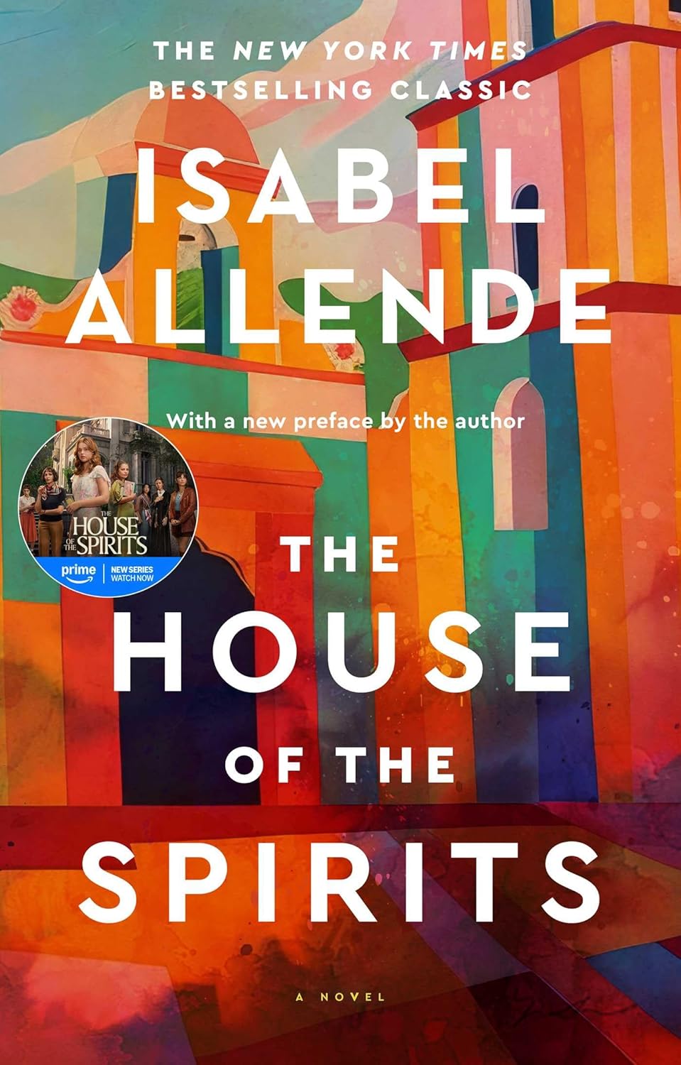 Book cover of 'The House of the Spirits' by Isabel Allende with colorful design elements.
