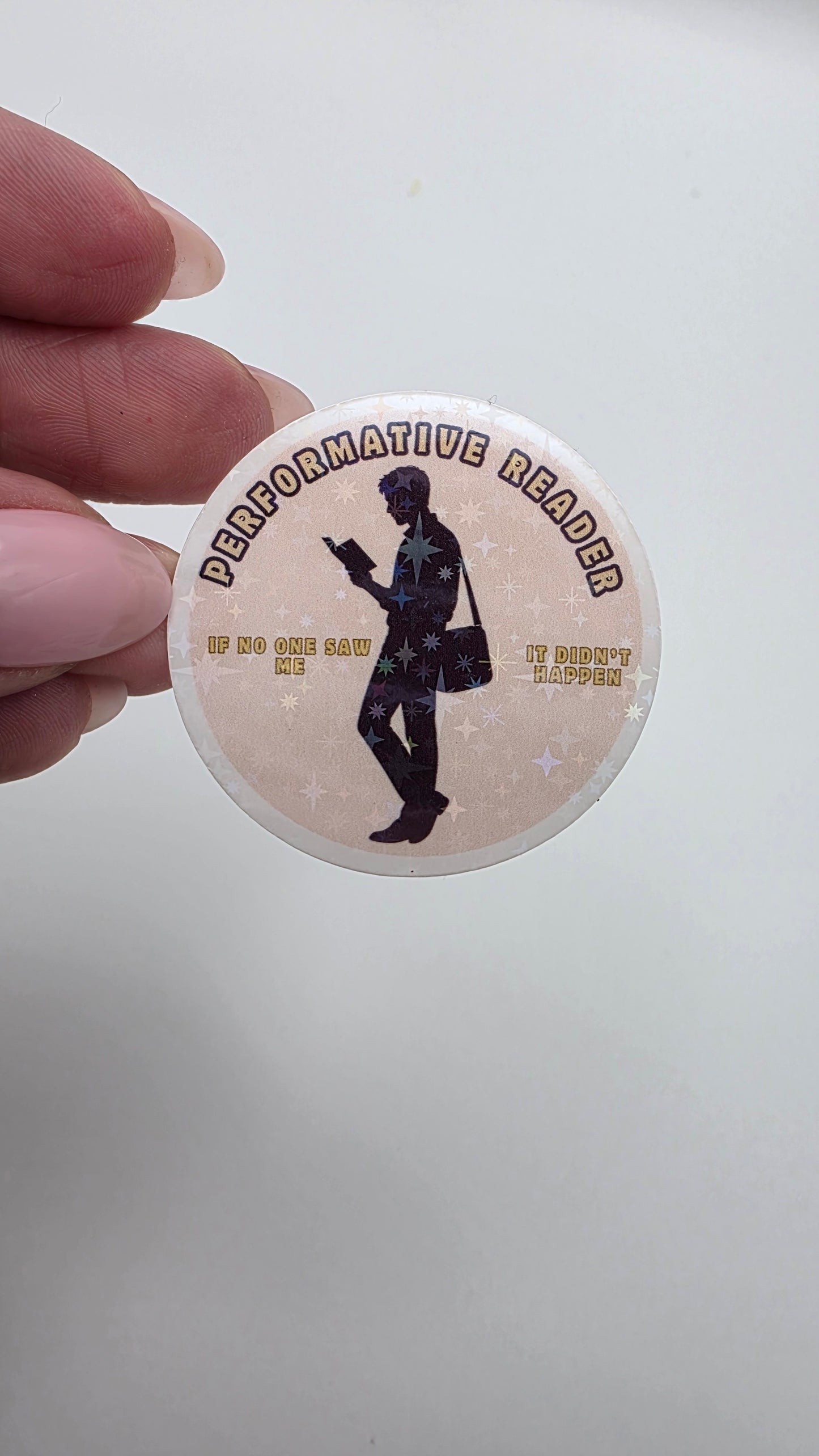 Round Vinyl Holographic Sticker: Performative Reader