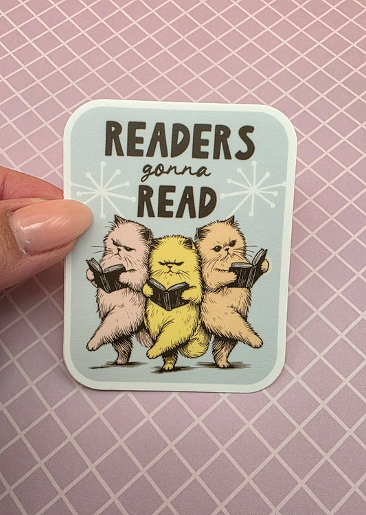"Readers Gonna Read" cat sticker