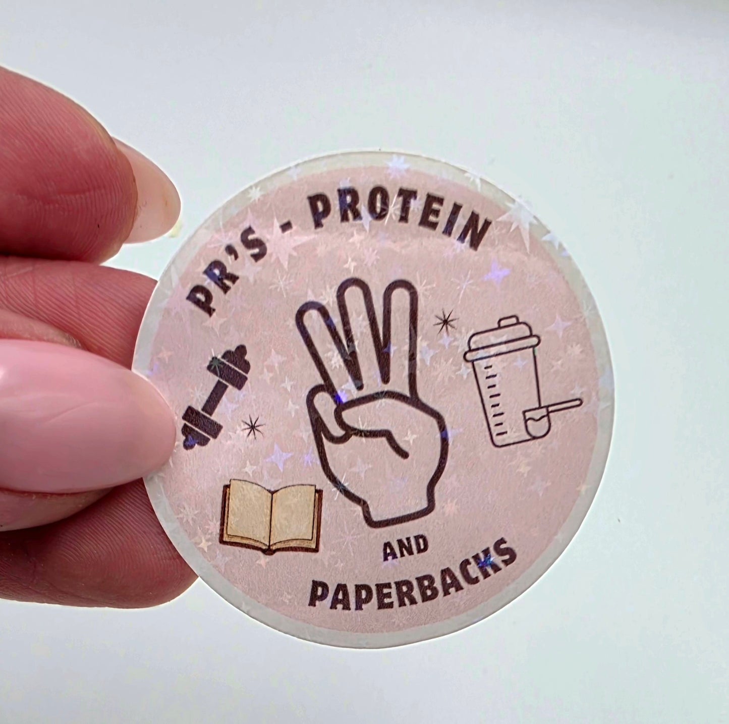 Round Vinyl Holographic Sticker: 3Ps Gym Bookworm Sticker
